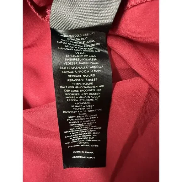 Andrea lyamah Red Vana Satin Button-Front Shirt.Saks Fifth Avenue. Sz S. NWT - Picture 7 of 13